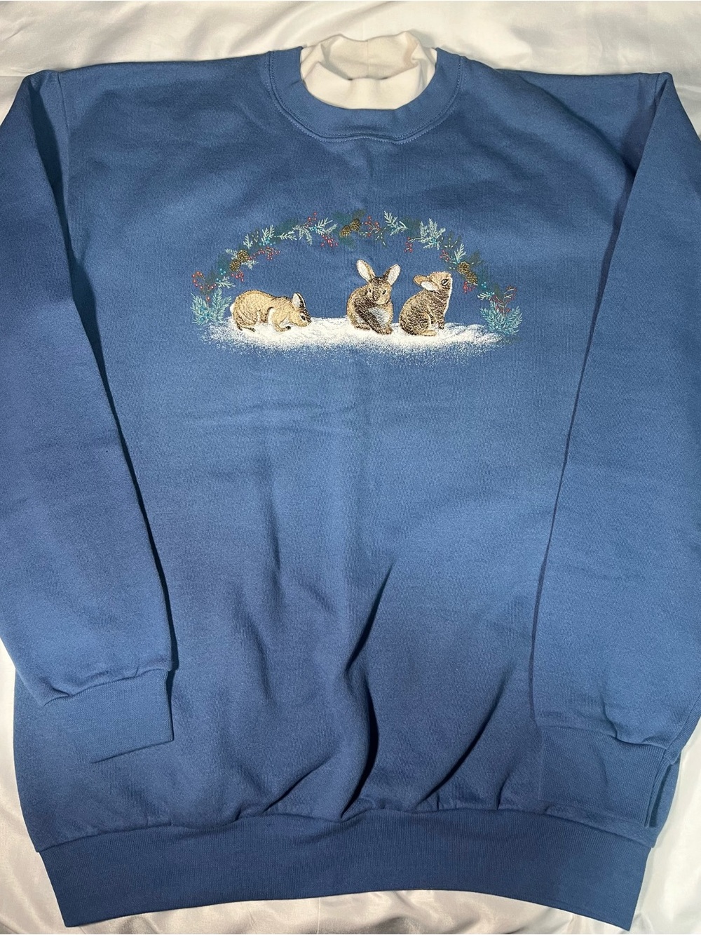 Vtg Artisans Bunny Rabbit Sweatshirt Large Oversized 90s Grannycore USA NWOT